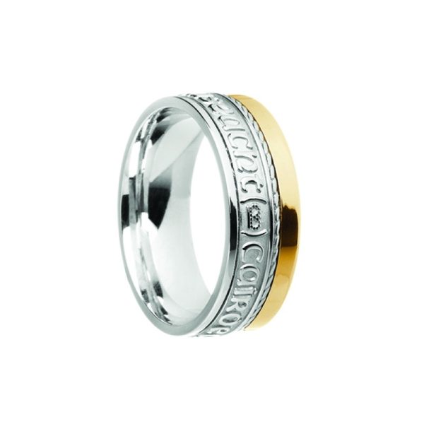 Grá Dilseact Cairdeas Siorai II Love Loyalty Friendship Irish Ring White Yellow Gold