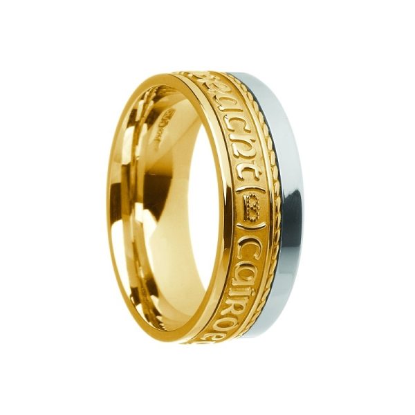 Grá Dilseact Cairdeas Siorai II Love Loyalty Friendship Irish Ring Yellow White Gold