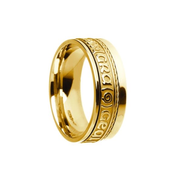 Grá Geal Mo Chroí Siora II Irish Wedding Band 14k Yellow Gold