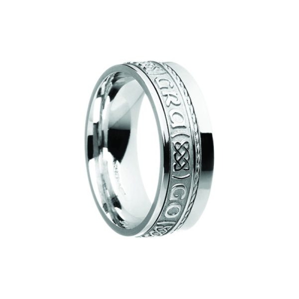 Grá Go Deo Siorai II Love Forever Irish Ring 14k White Gold