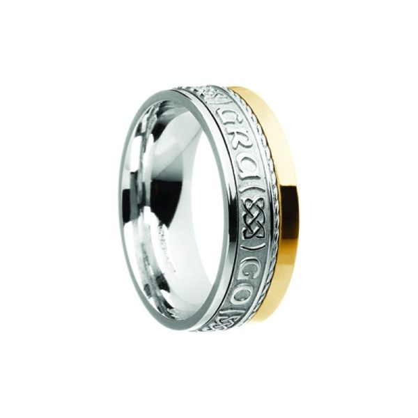 Grá Go Deo Siorai II Love Forever Irish Ring White Yellow Gold