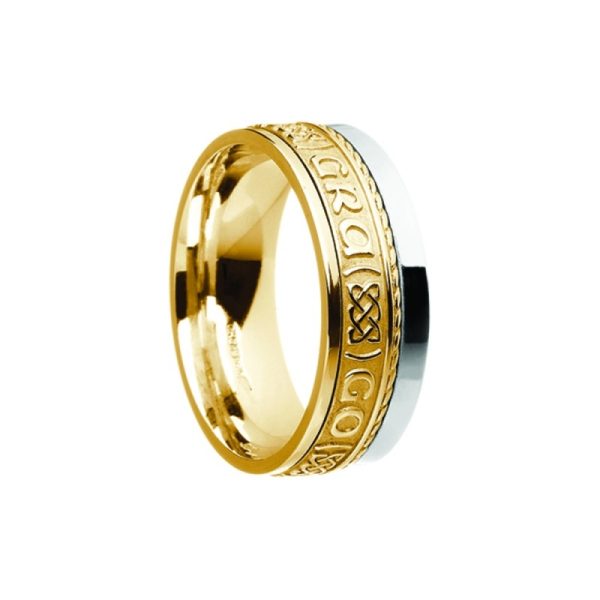 Grá Go Deo Siorai II Love Forever Irish Ring Yellow White Gold